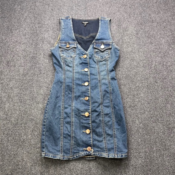 True Religion Dresses & Skirts - True Religion Y2K Western Cowgirl Medium Wash Denim Button Front Mini Dress
